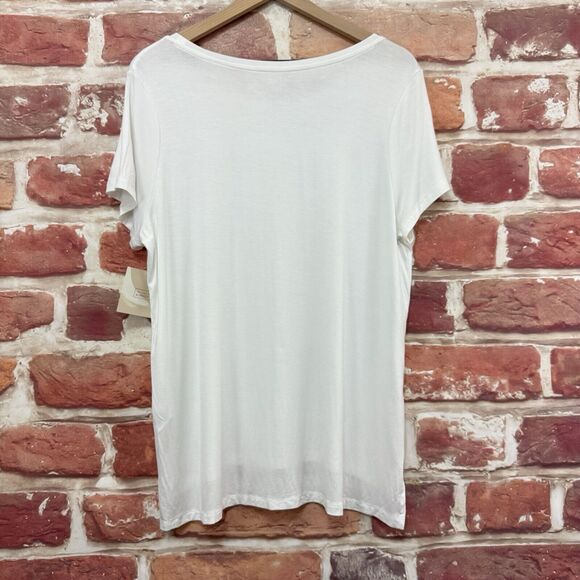 14th & Union Nordstrom T Shirt Women's XL Plain White Casual Top Short Sleeves - Picture 4 of 9